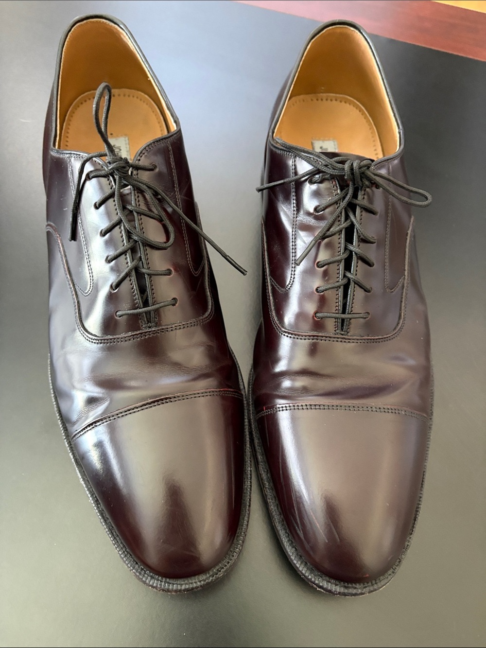 Johnston & Murphy Men's Upton Cap-Toe Oxfords in Deep Burgundy